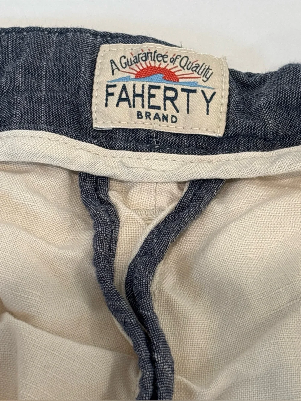 Faherty Malibu Shorts Mens 31 Tan Chino Linen Blend Summer Resort Preppy Casual